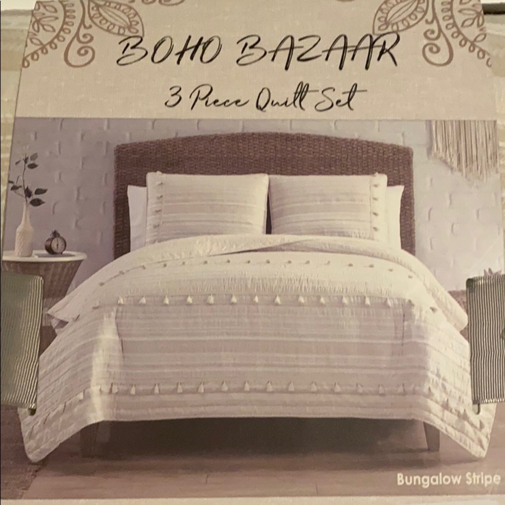 NWT boho bazaar 3 piece quilt set